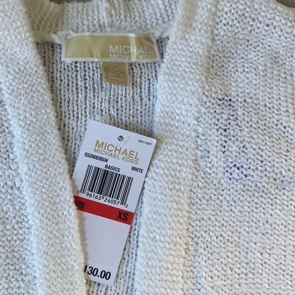 Michael‎ Michael Kors Women’s White Long Sleeve Open Cardigan Size XS NWT - Picture 2 of 3